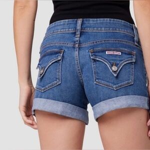 HUDSON Denim Little Girls Blue Jean Cuffed Logo Distressed Shorts Size 10 Youth